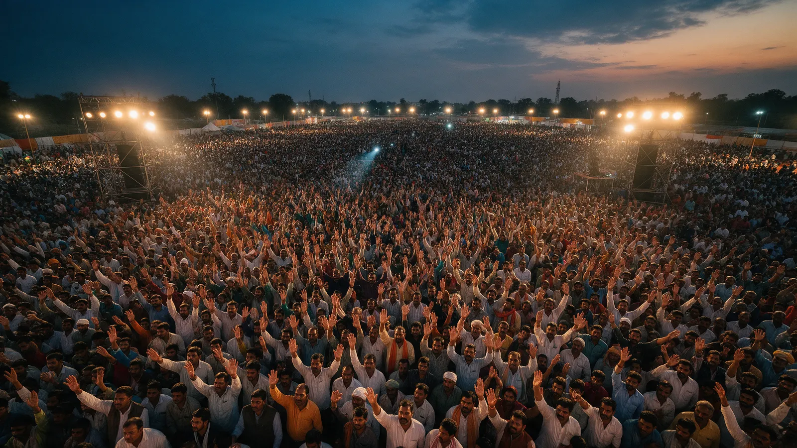Evening rally crowd